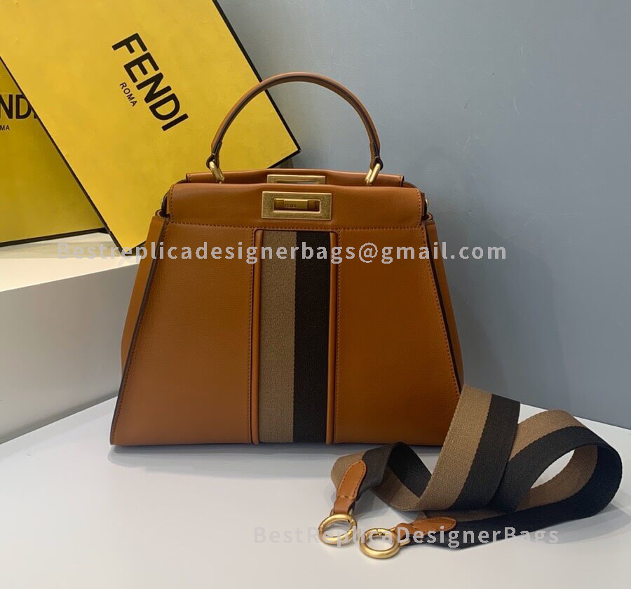 Fendi Peekaboo Iconic Medium Brown Leather Bag 2123M